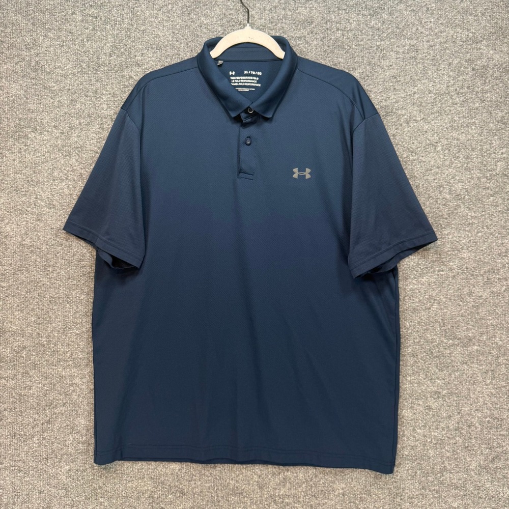 Under Armour Performance Polo Shirt Mens XL Blue Short Sleeve Golf Athletic